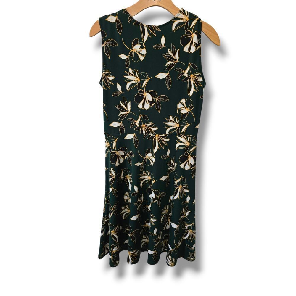 Leota Women’s Green Floral Sleeveless Faux Wrap Dress – Petite Medium - Picture 3 of 8